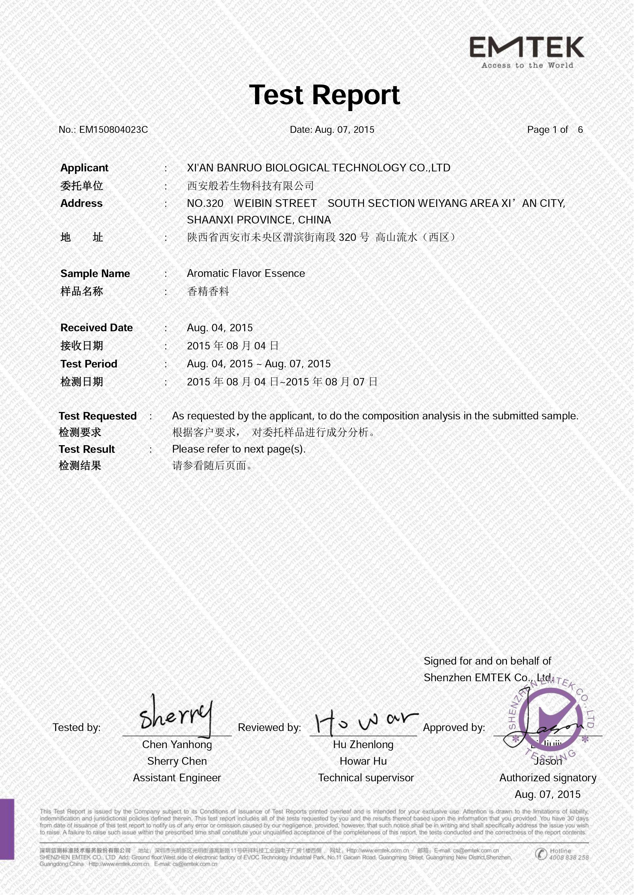 EMTEK Test Report